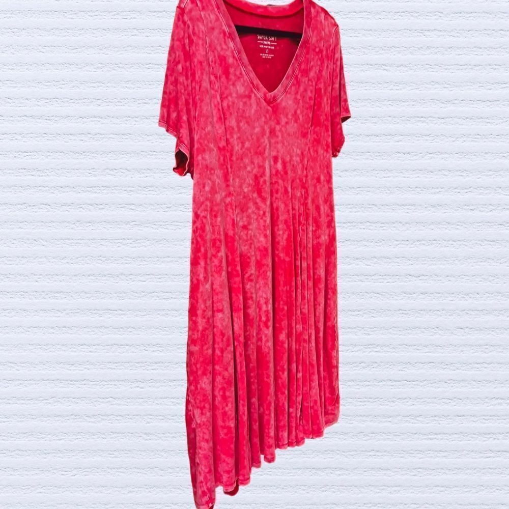 TORRID Plus Size Mini Super soft V-Neck Trapeze Dress. - Picture 3 of 15